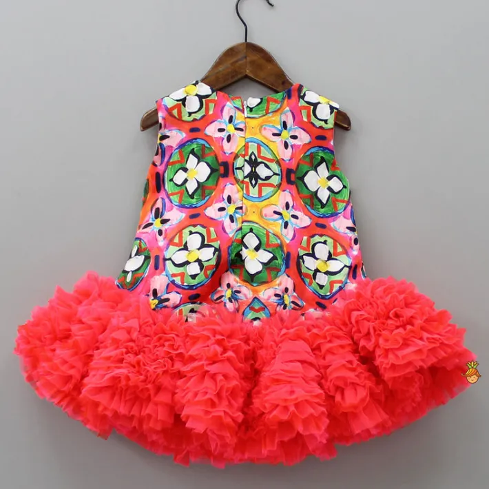 Best Abstract Printed Dress With Shaded Frills Dresses & Sets | Dresses