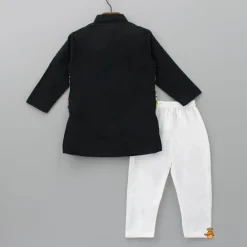 Outlet Abstract Printed Jacket Style Black Kurta And Pyjama BOY Indian Ethnic Wear | Ethnic Sets