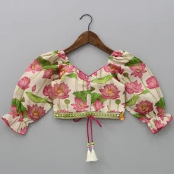 Clearance Adjustable Drawstring Floral Printed Top And Lehenga Ethnic Wear | Lehengas & Ghagras