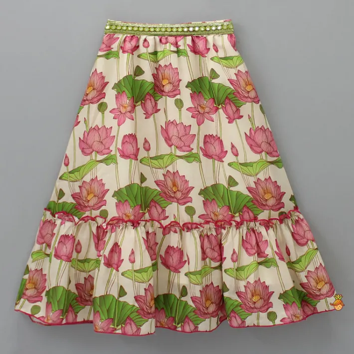 Clearance Adjustable Drawstring Floral Printed Top And Lehenga Ethnic Wear | Lehengas & Ghagras