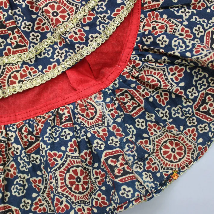 Discount Ajrakh Printed Layered Top With Lehenga Ethnic Wear | Lehengas & Ghagras