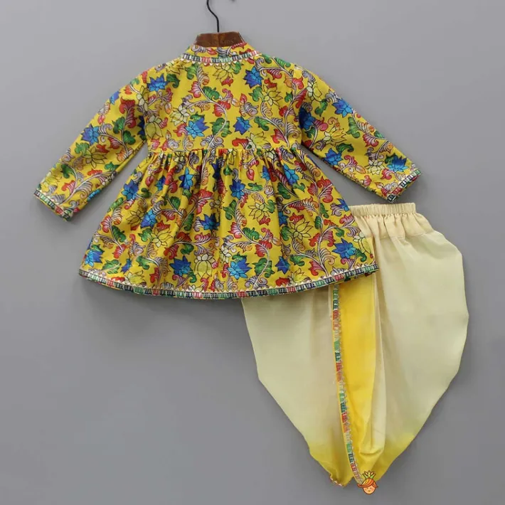 Sale Angarkha Style Floral Printed Multicolour Kurta And Dhoti BOY Indian Ethnic Wear | Ethnic Sets