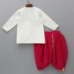 Fashion Angarkha Styled Kurta And Leheriya Printed Dhoti BOY Twinning Sets | Indian Ethnic Wear