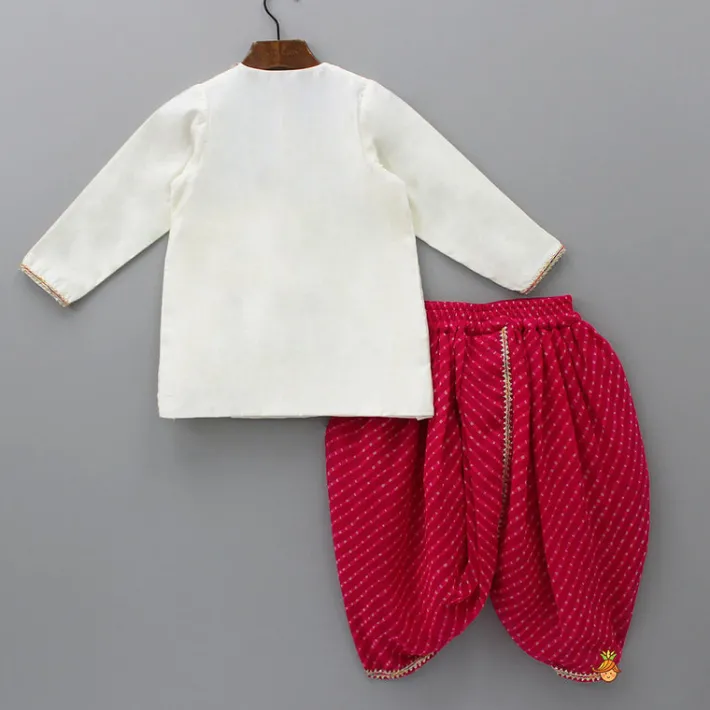 Fashion Angarkha Styled Kurta And Leheriya Printed Dhoti BOY Twinning Sets | Indian Ethnic Wear