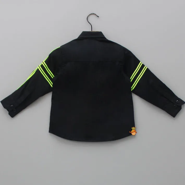 Online Animal Embroidered Black Shirt BOY Shirts & Tees