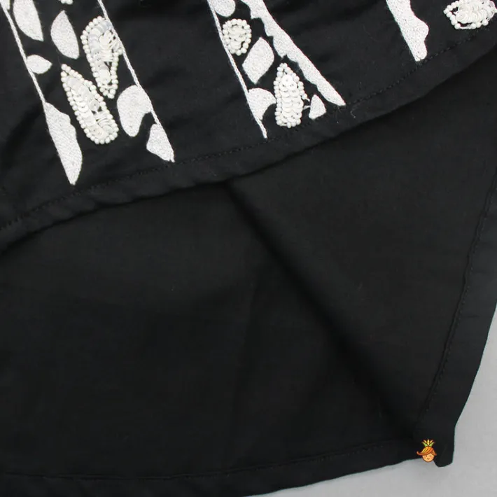 Online Animal Embroidered Black Shirt BOY Shirts & Tees