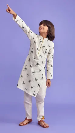 Outlet Animal Embroidered Kurta With Pyjama BOY Twinning Sets | Indian Ethnic Wear