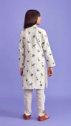 Outlet Animal Embroidered Kurta With Pyjama BOY Twinning Sets | Indian Ethnic Wear