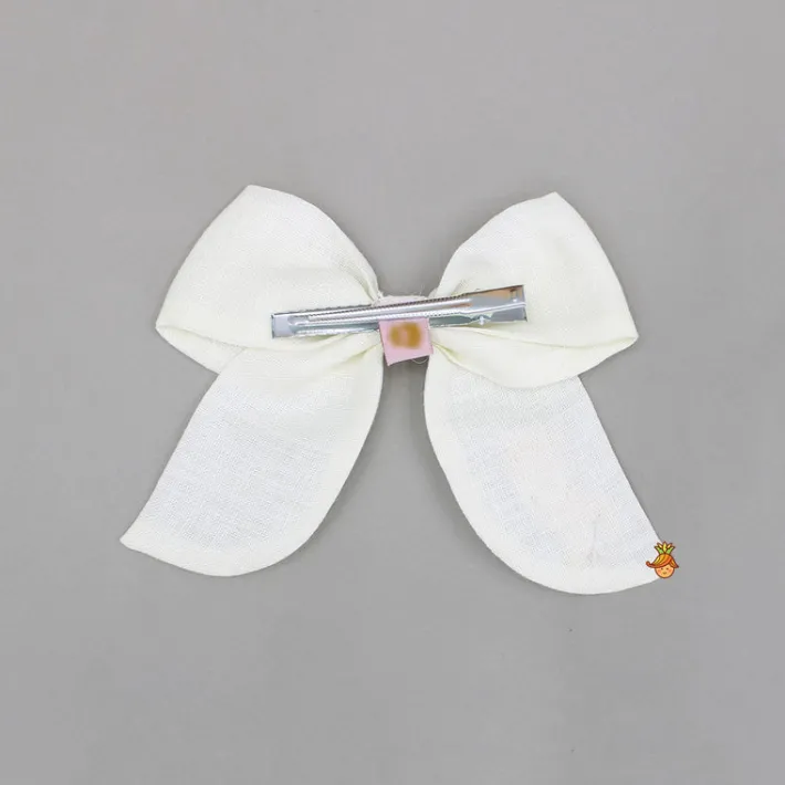 Discount Animal Embroidered Off White Bowie Hair Clip Hair Accessories | Hair Clips