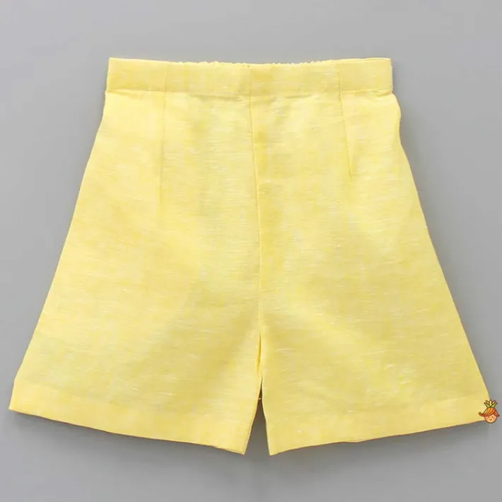 Best Animal Embroidered Yellow Shirt And Shorts BOY Sets