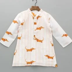 New Animal Printed And Threadwork Detailed Kurta And Dhoti BOY Indian Ethnic Wear | Ethnic Sets