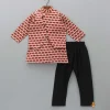 Outlet Animal Printed Kurta With Ethnic Jacket And Black Churidar BOY Indian Ethnic Wear | Ethnic Sets