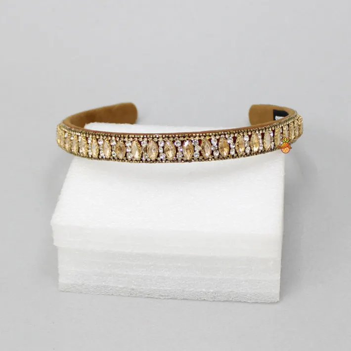 Best Artificial Stones And Cut Dana Embroidered Brown Hairband Hair Accessories | Hair Bands