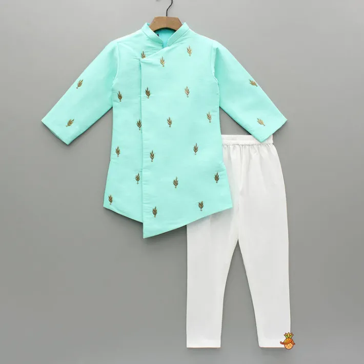 Clearance Asymmetric And Embroidered Kurta With Churidar BOY Indian Ethnic Wear | Ethnic Sets