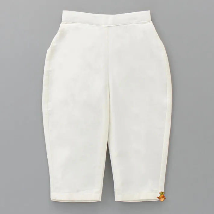 Fashion Attached Flap Off White Velvet Kurta And Pyjama BOY Indian Ethnic Wear | Ethnic Sets