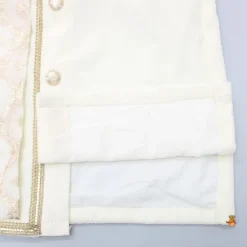 Clearance Attached Flap Off White Velvet Kurta And Pyjama BOY Indian Ethnic Wear | Ethnic Sets