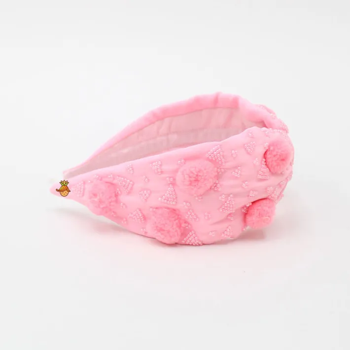 Online Baby Pink Pom Pom Hair Band Hair Accessories | Hair Bands