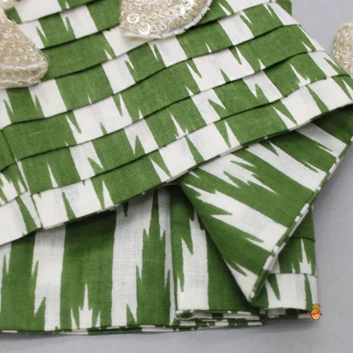Fashion Back Criss Cross Knotted Green Top And Lehenga With Matching Dupatta Ethnic Wear | Lehengas & Ghagras