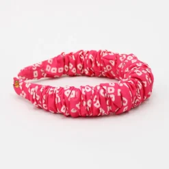 Sale Bandhani Printed Fuchsia Pink Pleated Hair Band Hair Accessories | Hair Bands