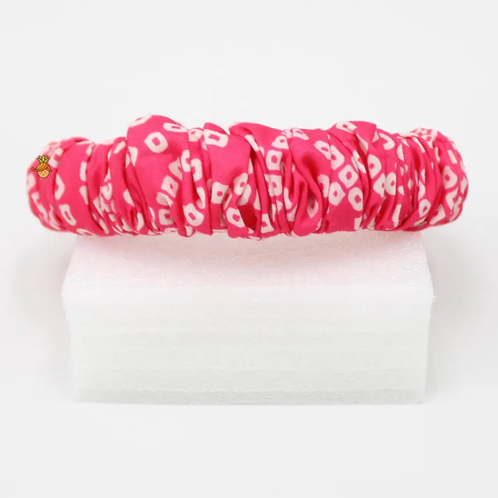 Sale Bandhani Printed Fuchsia Pink Pleated Hair Band Hair Accessories | Hair Bands