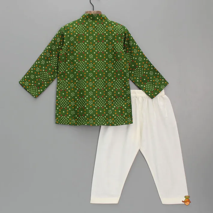 Discount Bandhani Printed Green Kurta And Pyjama BOY Indian Ethnic Wear | Ethnic Sets