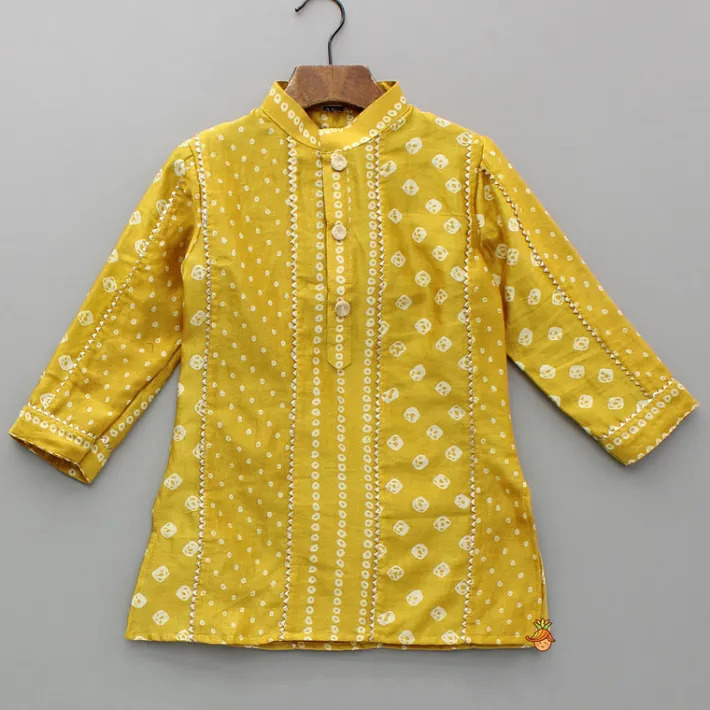 Online Bandhani Printed Mustard Kurta And Pyjama BOY Indian Ethnic Wear | Ethnic Sets