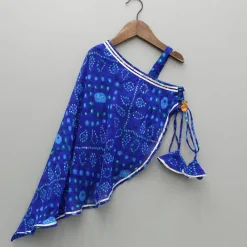 New Bandhani Printed One-Shoulder Drape Top And Flared Palazzo Ethnic Wear | Palazzos & Shararas