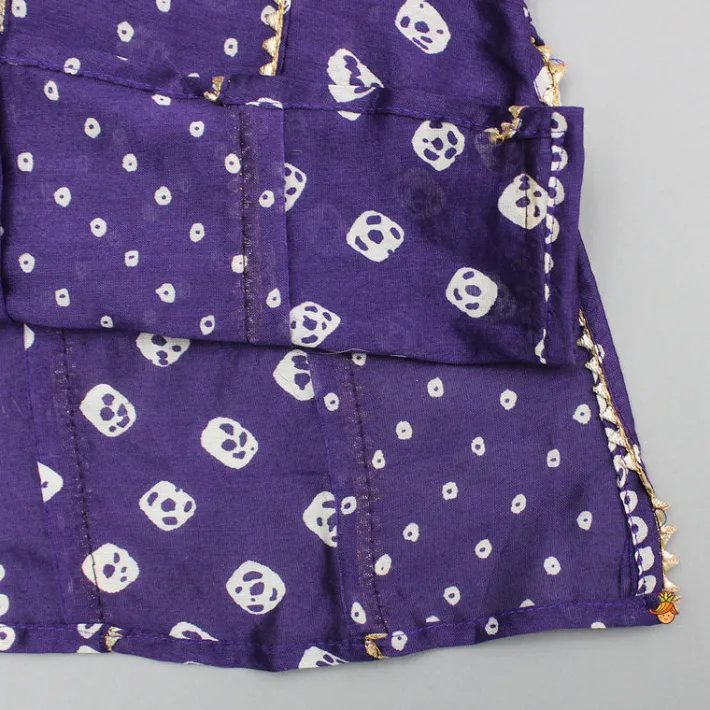 Clearance Bandhani Printed Purple Kurta And Pyjama BOY Indian Ethnic Wear | Ethnic Sets