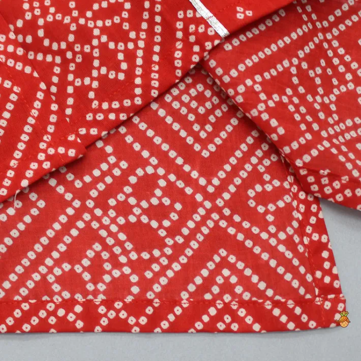 Fashion Bandhani Printed Red Kurta And Pyjama BOY Twinning Sets | Indian Ethnic Wear