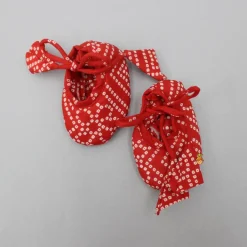 Best Bandhani Printed Red Top With Lehenga And Matching Booties With Head Band Ethnic Wear | Lehengas & Ghagras