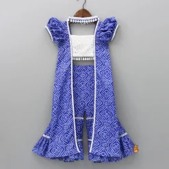 Clearance Bandhani Printed Stylish Blue Top And Sharara Ethnic Wear | Palazzos & Shararas