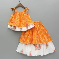 Fashion Bandhani Printed Tie Up Strap Top And Lehenga Ethnic Wear | Lehengas & Ghagras