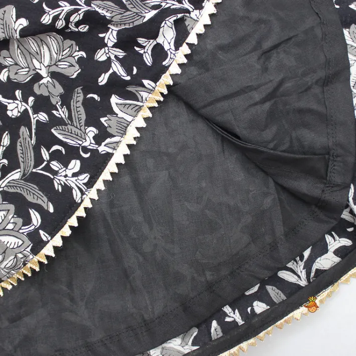 Best Bandhani Printed Yoke Black Kurti And Sharara Twinning Sets | Ethnic Wear