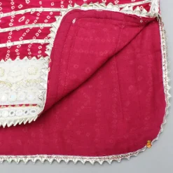 Outlet Bandhani-Printed Pink Kurti With Off-White Sharara And Net Dupatta Ethnic Wear | Palazzos & Shararas
