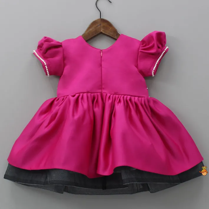 Outlet Bead And Sequin Embroidered Floral Patch Work Hot Pink Dress Dresses & Sets | Dresses