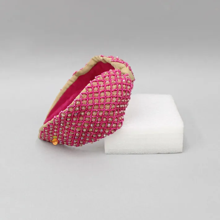 Sale Beaded Checks Embroidered Biege Hair Band Hair Accessories | Hair Bands