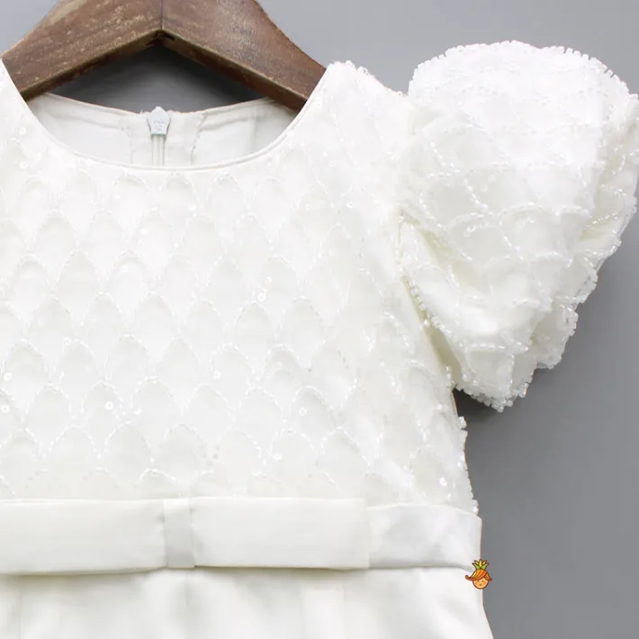 Hot Beaded Puff Sleeve Sequin Dress With Matching Bow Hair Clip And Gloves Dresses & Sets | Dresses