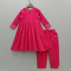 Best Beads Adorned Pink Kurti And Pant With Dupatta Ethnic Wear | Churidars & Salwars