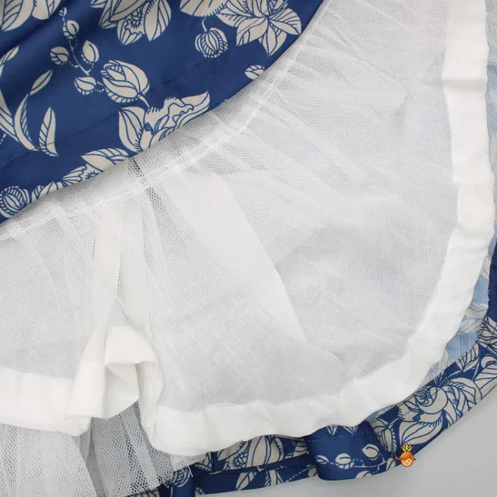 Clearance Beads Embroidered Blue Mandarin Collar Top And Lehenga Twinning Sets | Ethnic Wear