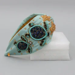 Best Beads Embroidered Green Hair Band Hair Accessories | Hair Bands