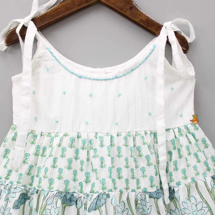 Clearance Beads Hand Embroidered Yoke Tie Up Straps Dress Twinning Sets | Dresses & Sets