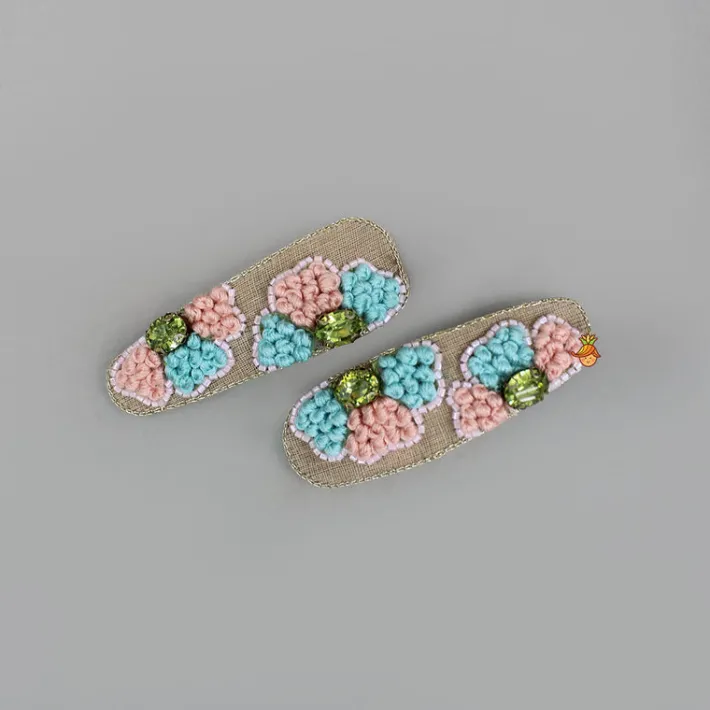 Best Beautiful Embroidered Hair Clips - Set Of 2 Hair Accessories | Hair Clips