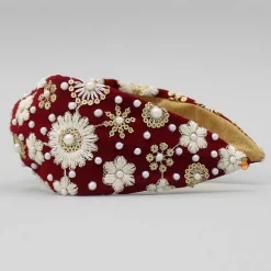 Clearance Beautiful Embroidered Red Hair Band Hair Accessories | Hair Bands