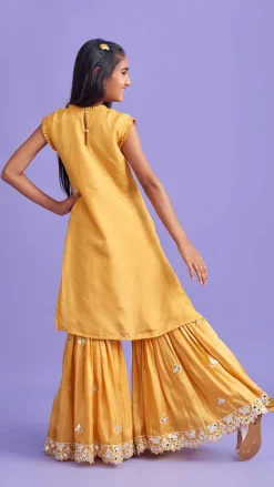 Discount Beautiful Faux Mirror Work Kurti And Pleated Sharara Ethnic Wear | Palazzos & Shararas