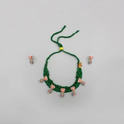 New Beautiful Green Embellished Choker Necklace And Earrings Jewellery