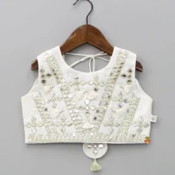 Outlet Beautiful Handcrafted Sleeveless Top And Lehenga With Matching Organza Dupatta Ethnic Wear | Lehengas & Ghagras