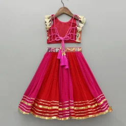 Clearance Beautiful Heavy Thread Embroidered Top With Dual Toned Lehenga And Dupatta With Hair Clip Ethnic Wear | Lehengas & Ghagras