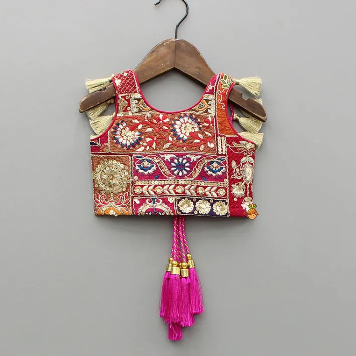 Clearance Beautiful Heavy Thread Embroidered Top With Dual Toned Lehenga And Dupatta With Hair Clip Ethnic Wear | Lehengas & Ghagras