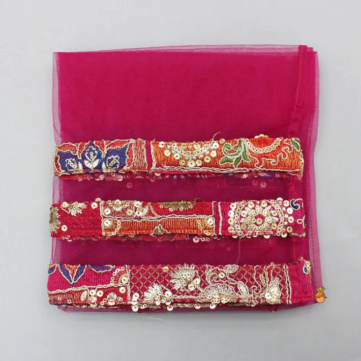 Clearance Beautiful Heavy Thread Embroidered Top With Dual Toned Lehenga And Dupatta With Hair Clip Ethnic Wear | Lehengas & Ghagras