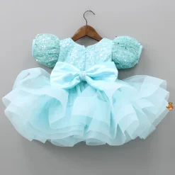Outlet Beautiful Sequined Puff Sleeves Ruffle Dress With Bowie Head Band Dresses & Sets | Dresses